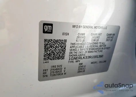 2024 Chevrolet Traverse Rs from USA, damaged, VIN 1GNERLKS3RJ191360